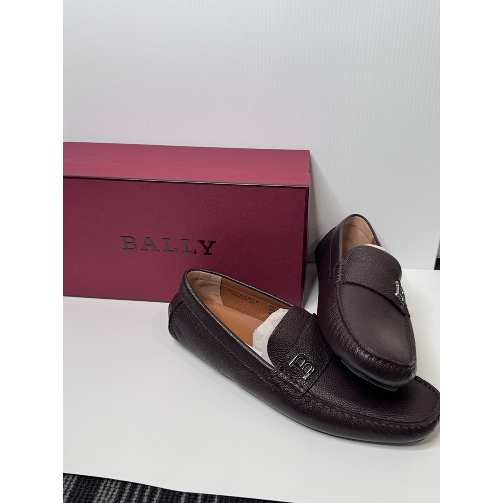 NWT Bally Wolter.O Brown Pebbled Leather Driver Loafers Men's US 12 EU 45 Italy